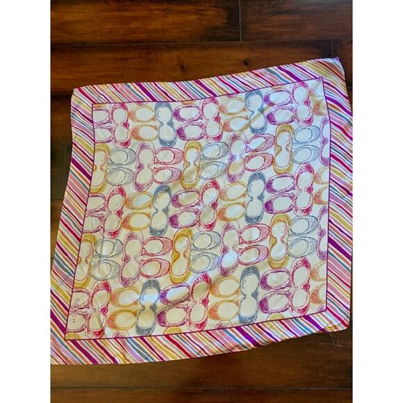 Coach F83524 SIS Scribble Silk Square Handbag Neck Scarf 27x27 VTG #16 Silk - Picture 1 of 3